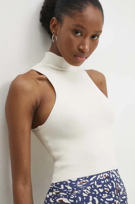 Answear Lab top női, félgarbó nyakú, bézs