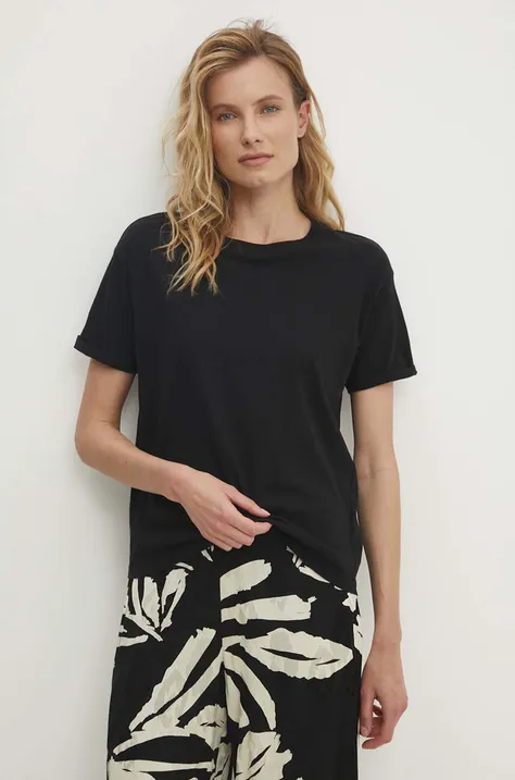 Βαμβακερό μπλουζάκι Answear Lab γυναικεία, χρώμα: μαύρο