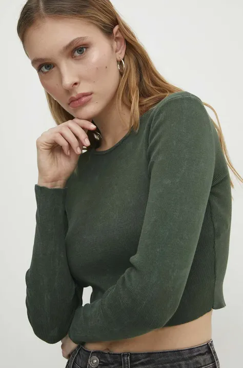 Majica z dolgimi rokavi Answear Lab ženski, zelena barva