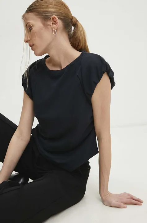 Μπλουζάκι Answear Lab χρώμα: μαύρο