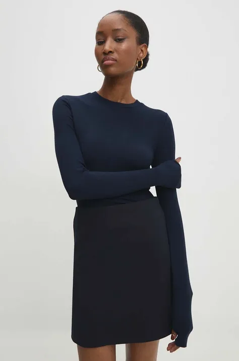 Majica dugih rukava Answear Lab za žene, boja: tamno plava
