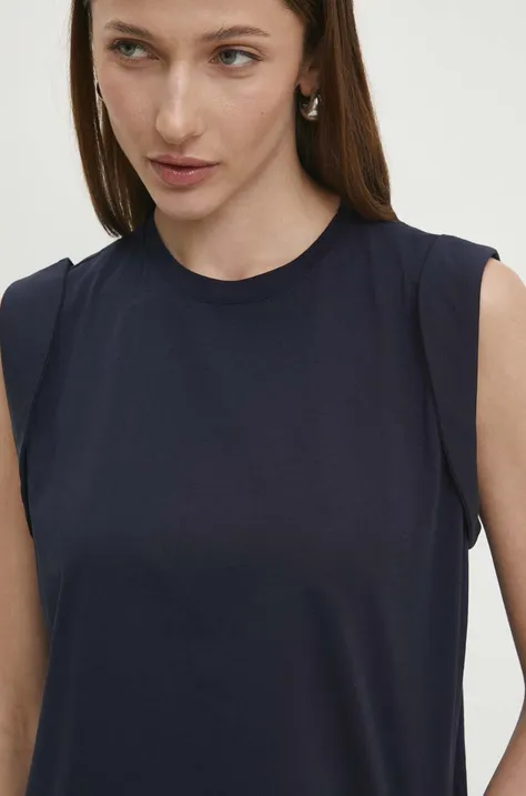 Answear Lab tricou din bumbac femei, culoarea albastru marin