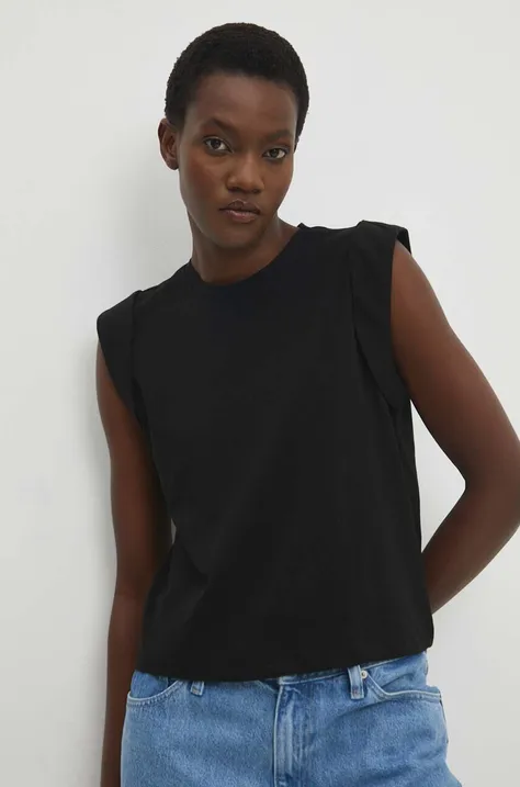 Bombažna kratka majica Answear Lab ženski, črna barva