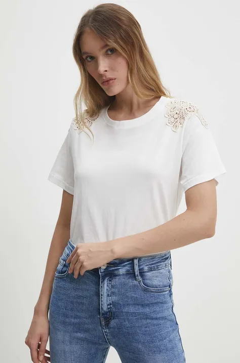 Бавовняна футболка Answear Lab жіночий колір білий