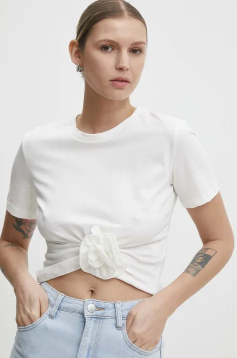 Βαμβακερό μπλουζάκι Answear Lab γυναικεία, χρώμα: άσπρο