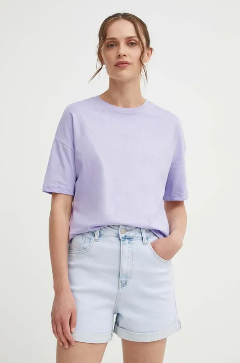 Βαμβακερό μπλουζάκι Answear Lab γυναικεία, χρώμα: μοβ