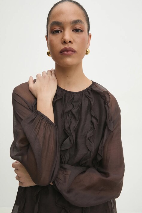 Answear Lab bluza femei, culoarea maro, neted