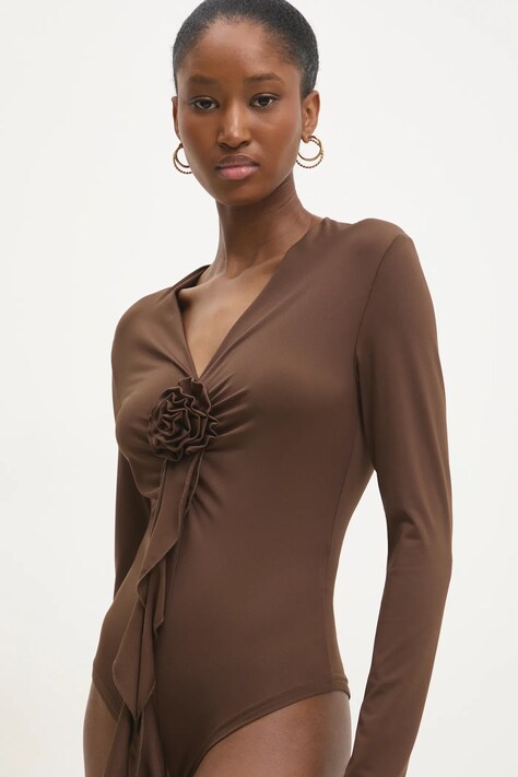 Answear Lab body femei, culoarea maro, neted