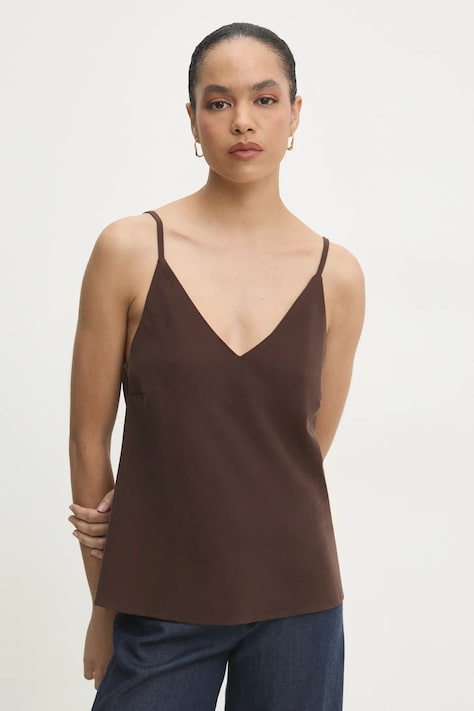 Answear Lab bluza femei, culoarea maro, neted