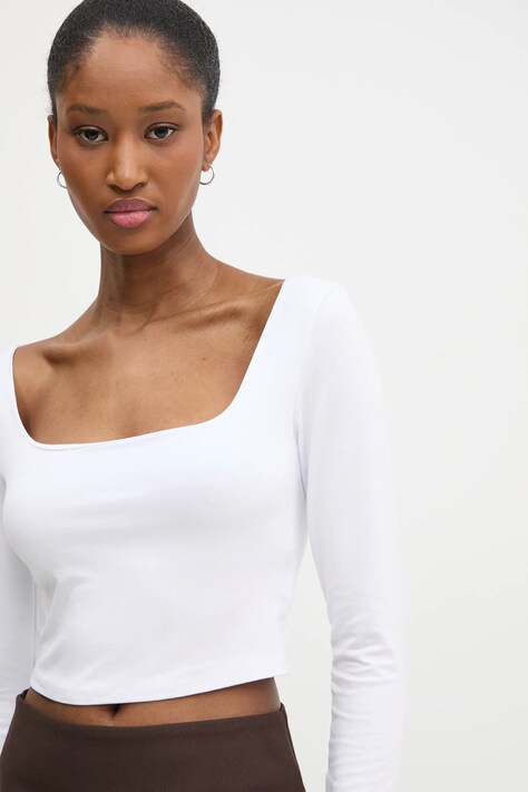 Answear Lab longsleeve femei, culoarea alb