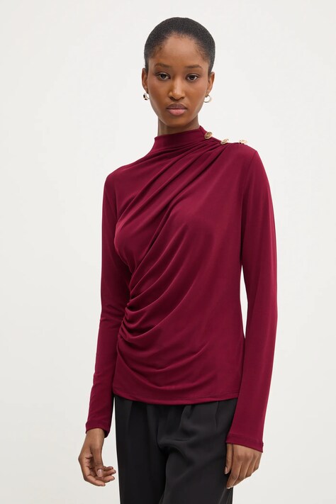 Answear Lab bluza femei, culoarea bordo, neted