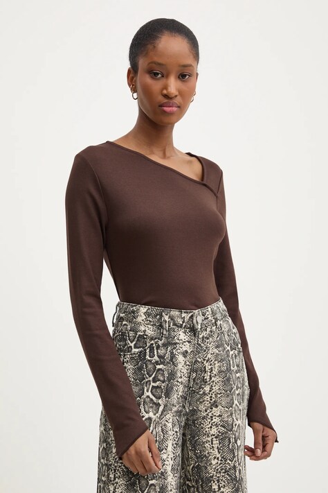 Majica dugih rukava Answear.LAB za žene, boja: smeđa