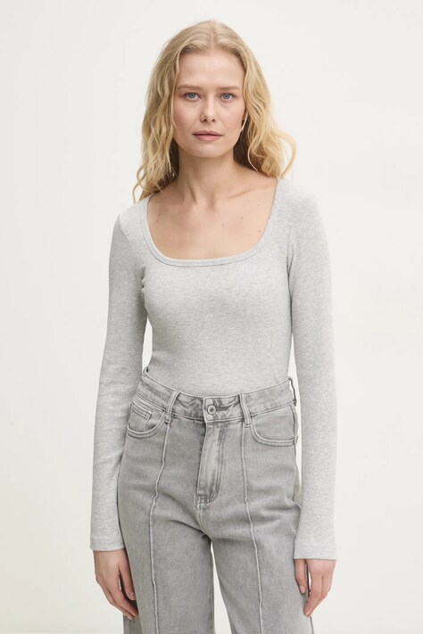 Answear Lab longsleeve femei, culoarea gri