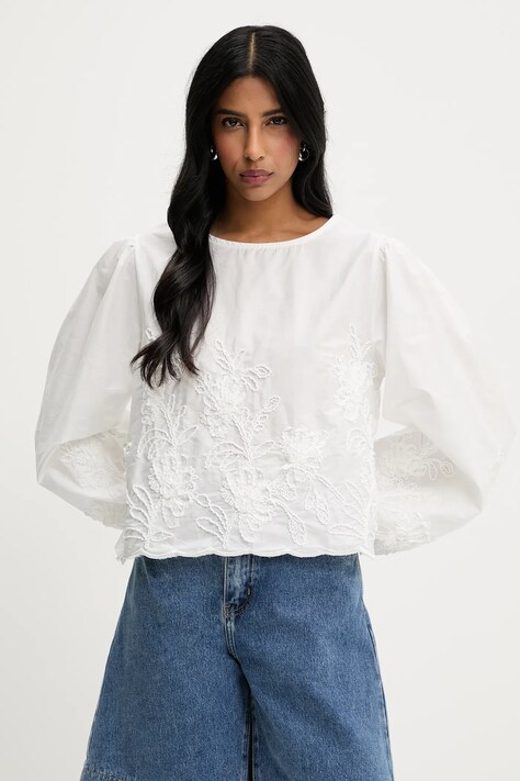 Answear Lab bluza femei, culoarea alb, cu imprimeu