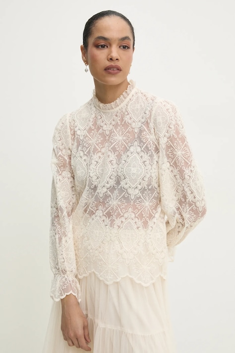 Answear Lab bluza femei, culoarea bej, neted