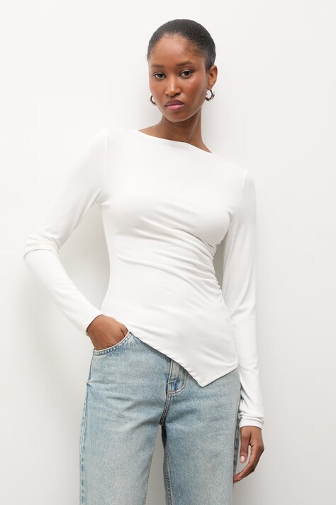 Answear.LAB bluzka asymetryczna damska z wiskozą biała