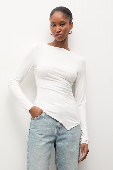 Answear.LAB bluzka asymetryczna damska z wiskozą biała