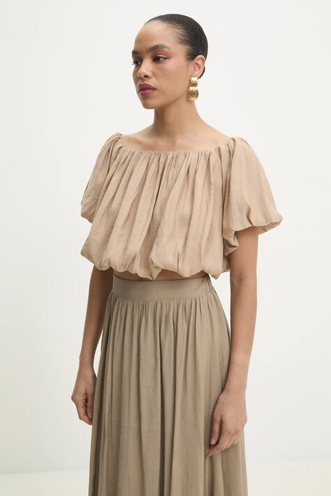 Answear Lab bluza femei, culoarea bej, neted