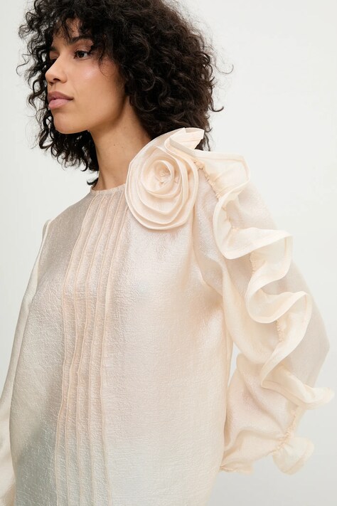 Answear Lab bluza femei, culoarea bej, cu imprimeu