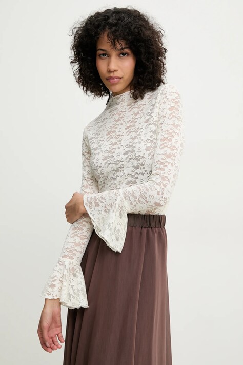 Answear Lab bluza femei, culoarea bej, neted