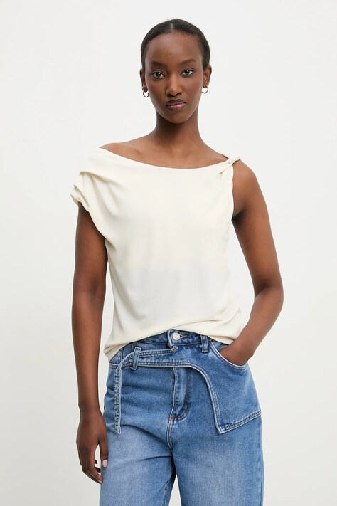 Answear Lab bluza femei, culoarea bej, neted