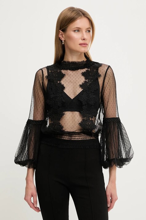 Answear Lab bluza culoarea negru, cu imprimeu