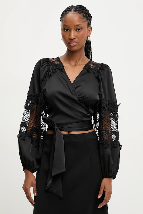 Answear Lab bluza femei, culoarea negru, cu imprimeu