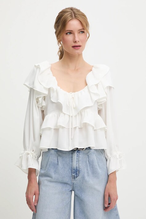 Answear Lab bluza culoarea alb, neted