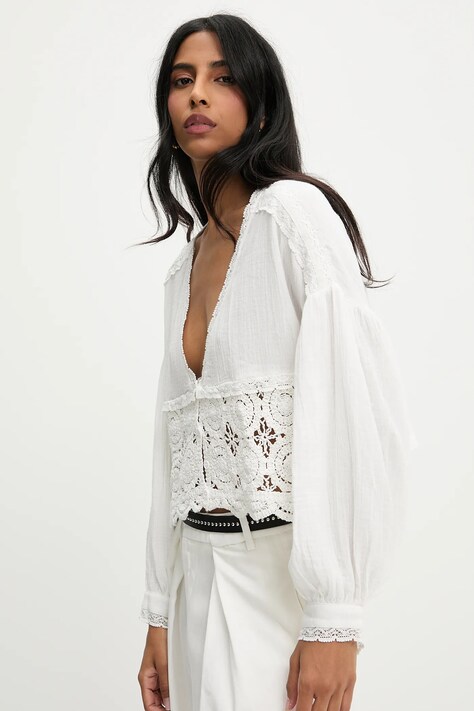 Answear Lab bluza din bumbac culoarea alb, neted