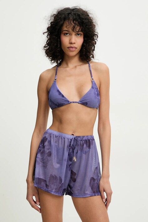 Answear Lab costum de baie din două piese și pantaloni scurți de plajă culoarea violet, cupă ușor întărită