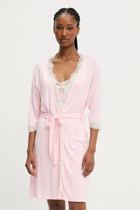 Noční košile a župan Answear.LAB růžová barva