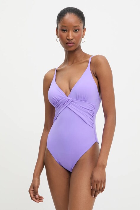 Answear Lab costum de baie dintr-o bucată culoarea violet, cupa usor rigidizata