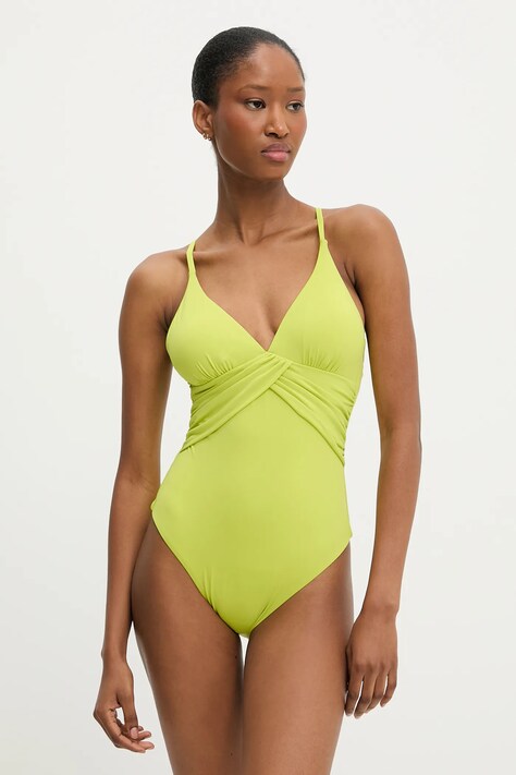 Answear Lab costum de baie dintr-o bucată culoarea verde, cupa usor rigidizata