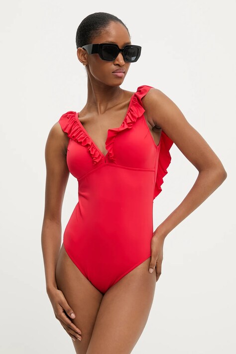 Answear Lab costum de baie dintr-o bucată culoarea rosu, cupa usor rigidizata