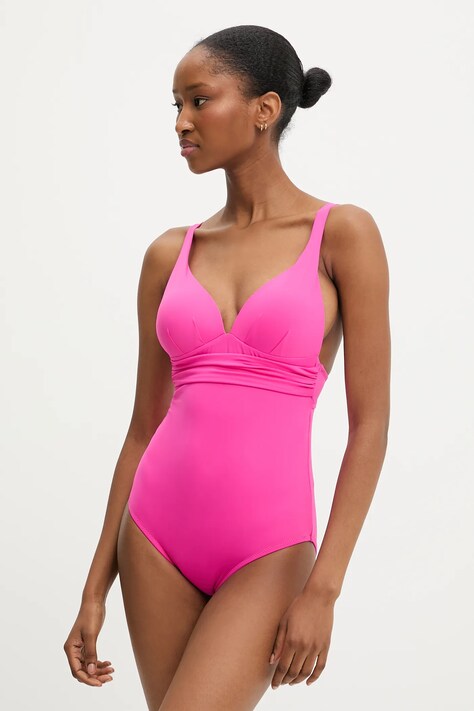 Answear Lab costum de baie dintr-o bucată culoarea roz, cupa usor rigidizata