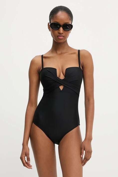Answear Lab costum de baie dintr-o bucată culoarea negru, cupa rigidizata