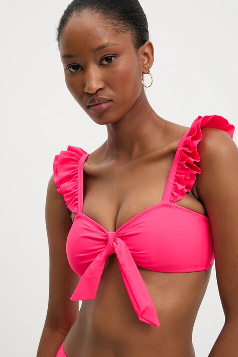 Answear Lab sutien de baie culoarea roz, cupa usor rigidizata