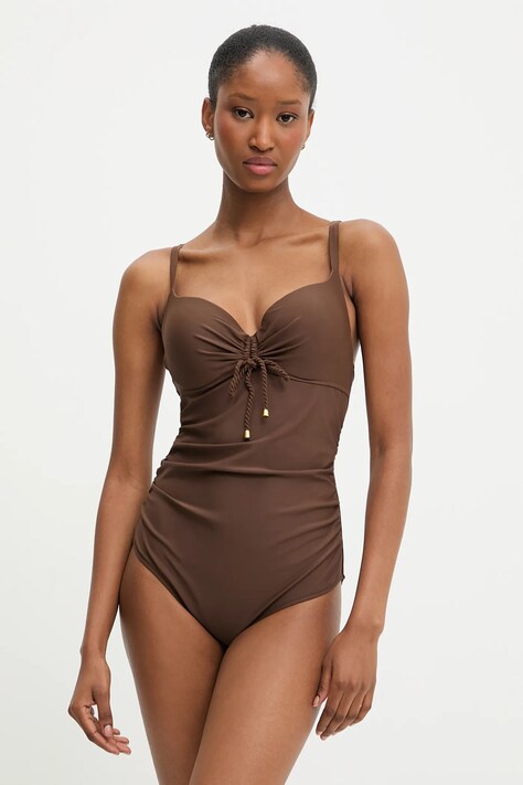 Answear Lab costum de baie dintr-o bucată culoarea maro, cupa rigidizata