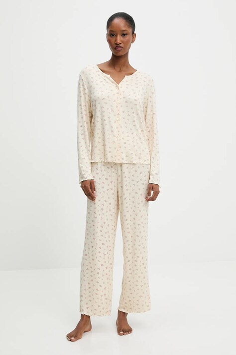 Answear Lab pijama culoarea bej