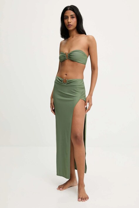 Answear Lab costum de baie din două piese și fustă de plajă culoarea verde, cupa moale