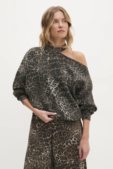 Dukserica Answear.LAB za žene, boja: siva, s uzorkom