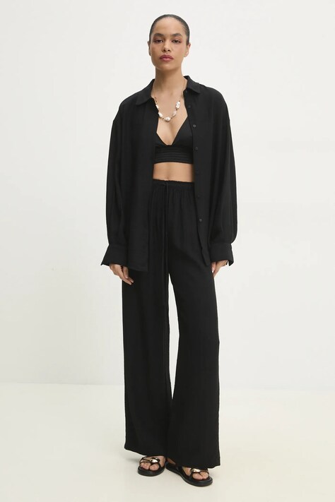 Answear Lab cămașă și pantaloni femei, culoarea negru