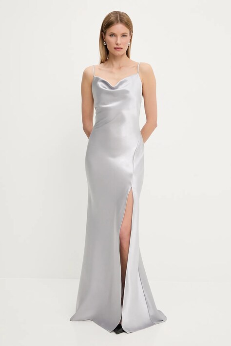Answear Lab rochie culoarea argintiu, maxi, evazată