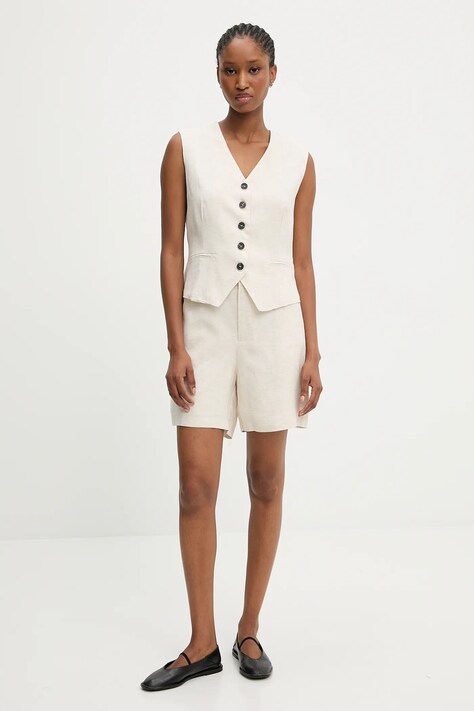 Жилетка и шорты со льном Answear.LAB цвет бежевый