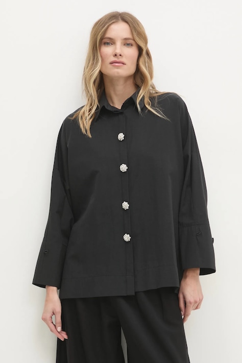 Рубашка Answear.LAB женская цвет чёрный relaxed классический воротник
