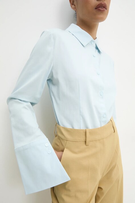 Answear.LAB koszula damska kolor niebieski regular z kołnierzykiem klasycznym