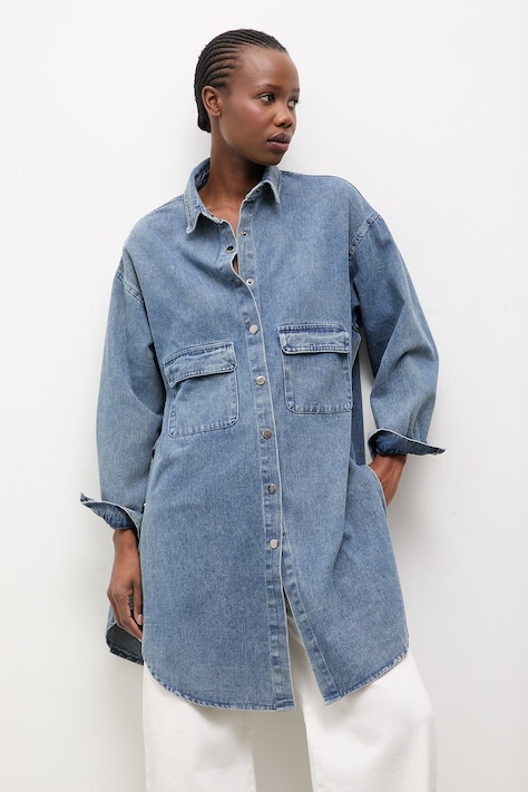 Answear Lab cămașă din denim cu guler clasic, relaxed