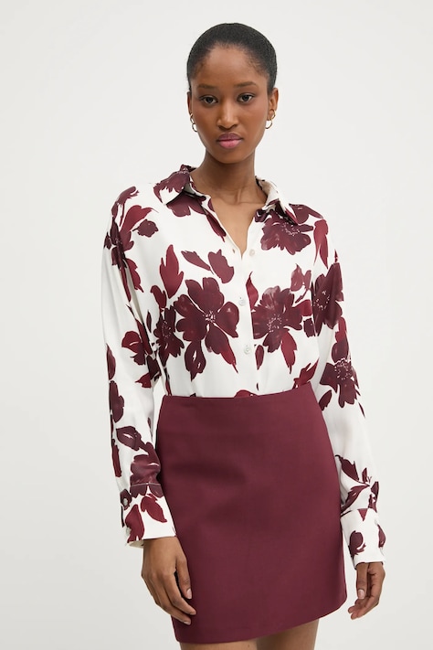 Сорочка Answear.LAB жіноча колір бордовий relaxed класичний комір