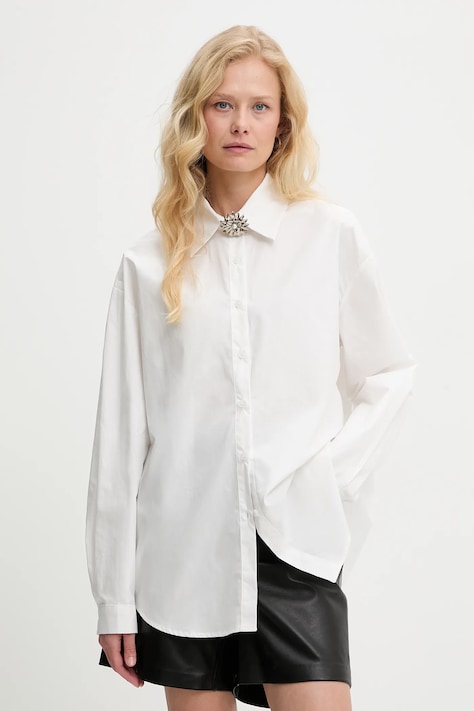 Хлопковая рубашка Answear.LAB женская цвет белый relaxed классический воротник