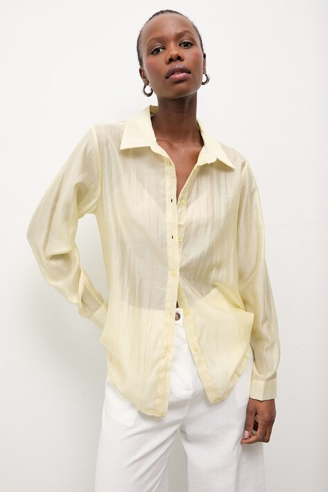 Сорочка Answear.LAB жіноча колір жовтий regular класичний комір